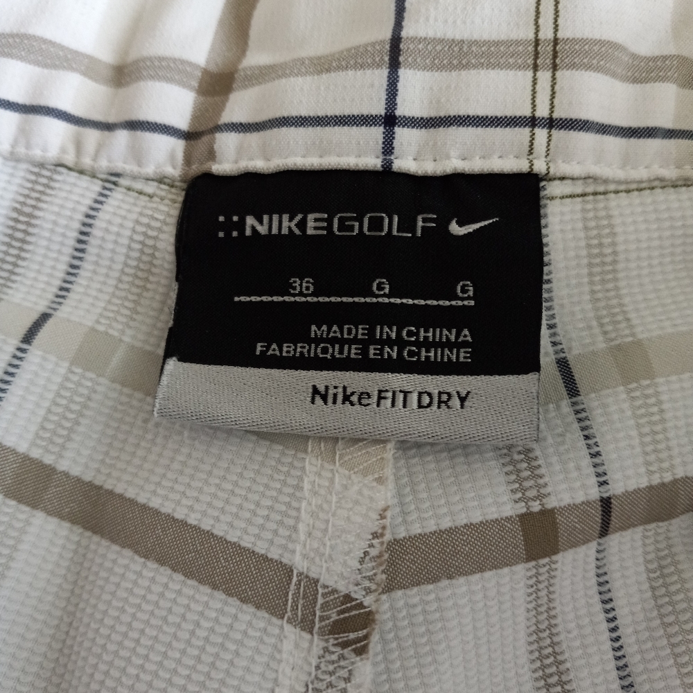 Mens Nike Golf FIT Dry White Plaid Athletic Chino Golf Shorts Casual - Picture 2 of 10